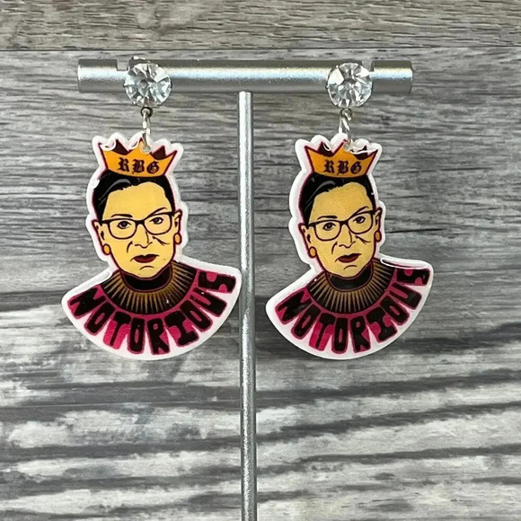 Hand Crafted Jewelry - Ruth Bader Ginsburg Acrylic Rhinestone Stud Earrings Dangle Earrings